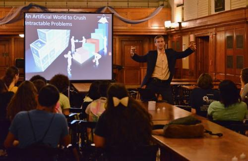 Zlatko Minev during a Science Café in 2013. (Photo courtesy of Open Labs)