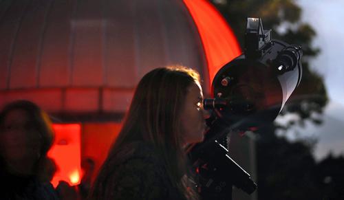 Viewing party at the Leitner Family Observatory and Planetarium last month during the Super Blood Moon. (Photo by Amy Wong)
