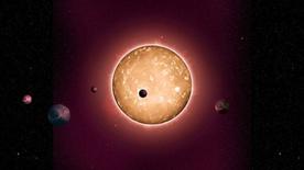 This image shows Kepler-444 and its five orbiting planets. (Courtesy of Peter Devine and Tiago Campante/University of Birmingham)