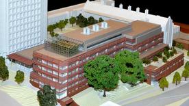 A model of the future Yale Science Building was on display at the ceremony. (Photo by Michael Marsland)